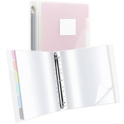 Uquelic 50-Pocket Clear Binder with Plastic Sleeves 50 Pockets, Clear&macaron