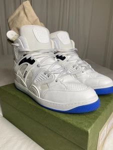Baskets hautes Gucci Basket blanc bleu boîte sac à poussière lacets supplémentaires homme taille 13