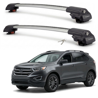 Roof Rack Cross Bars for Ford Edge 2007-2014 Raised Rail Aluminum Silver Pair