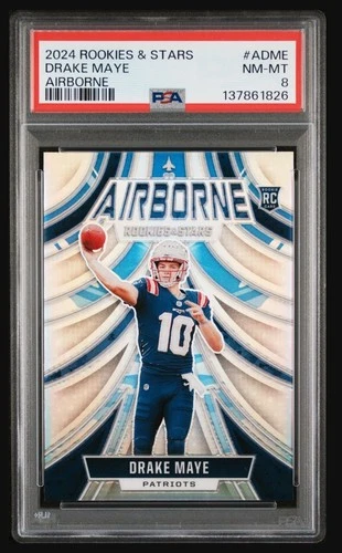 2024 Panini Rookies & Stars Airborne Drake Maye #A-DME RC PSA 8 NM-MT 🏈