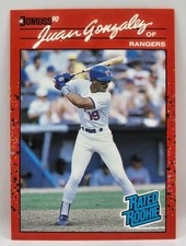 1990 Donruss Juan Gonzalez Rated Rookie Card Texas Rangers #33. rookie card picture