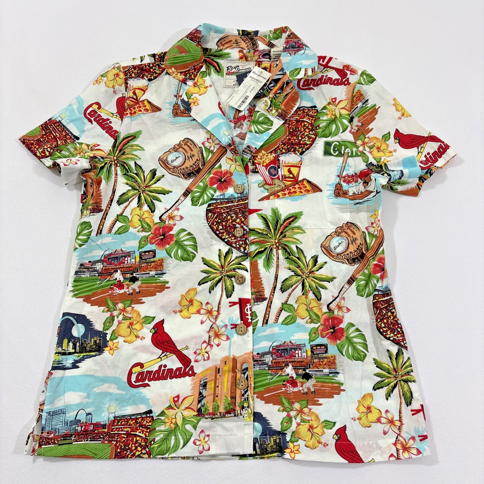 Reyn Spooner Men’s St Louis Cardinals MLB Baseball Hawaiian Shirt Women’s S NWT