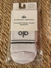 1 Pair ALO Yoga UNISEX HALF-CREW THROWBACK SOCKS White FREE SHIPPING