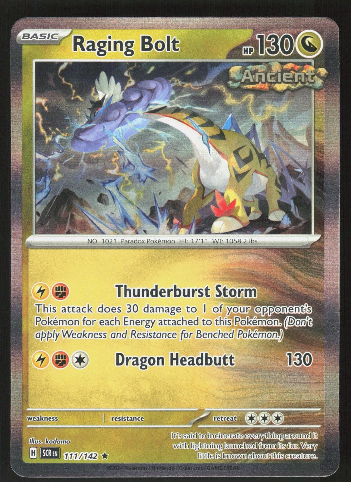 Raging Bolt 111/142 Rare Stellar Crown Pokemon Holo Near Mint