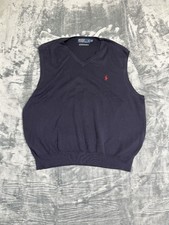 Polo Ralph Lauren Mens Navy Blue V-Neck Sweater Vest XXL 100 Pima Cotton