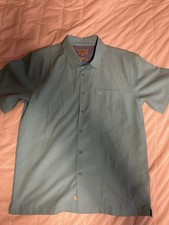 Quiksilver Shirt Men's Medium Aqua SS Comfort Fit Button Up Waterman Collection
