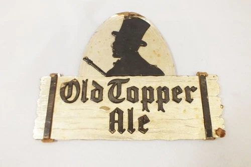 Vintage 1930s Old Topper Ale Beer Sign Countertop Advertising Gold Foil & Black