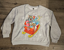 NWOT Christmas Tom  Jerry in Christmas Sweatshirt Size XXL 19 Lights up