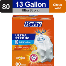 Ultra Strong 13 Gallon Trash Bags, Tall Kitchen Trash Bags, White, Citrus Twist 