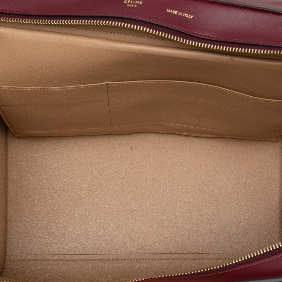 Cartera Autenticada Celine Mediana Trapecio Rojo Borgoña Cuero de Becerro Foto 4 de 4