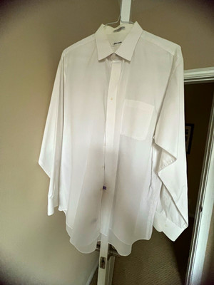 Pierre Cardin Men's XL Dress Shirt 17-17 1/2 34/35 Tailored White Solid Cotton