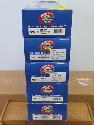 Juego de 5 pasajeros Athearn Amtrak listos para funcionar. # 7900,02, 03, 04 y 7005. | Condition: New