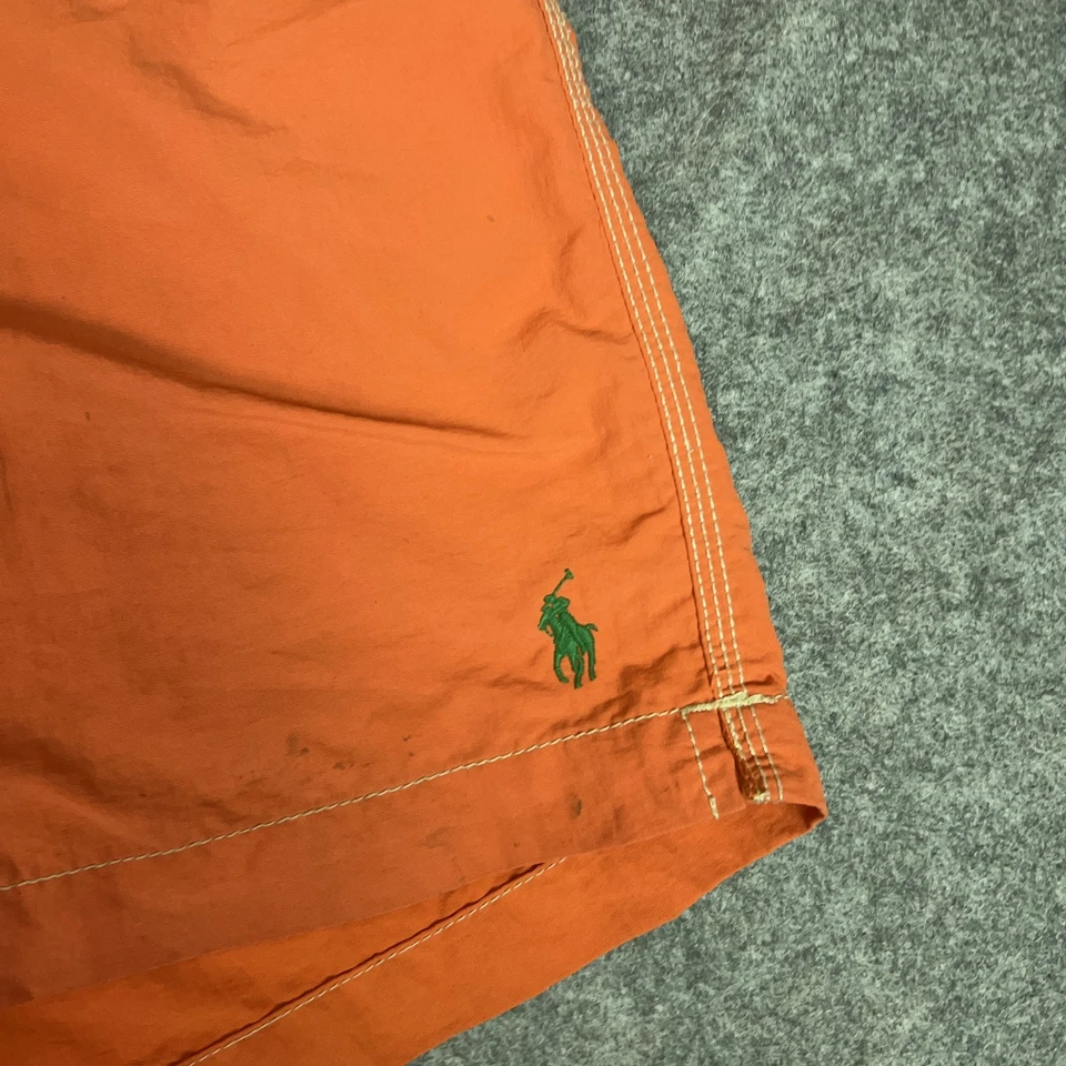 Bañador Polo Ralph Lauren Para Hombre Grande Naranja Verde Malla Forrado Board Shorts Foto 3 de 4