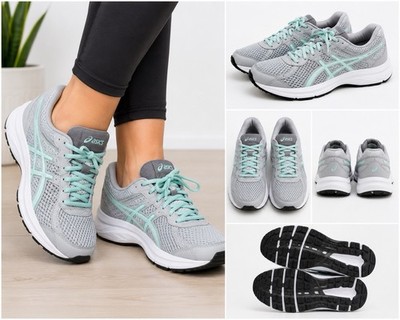 ASICS Gel Contend 5 Gray Mint Running Shoes Women s US 7 EU 38 Athletic