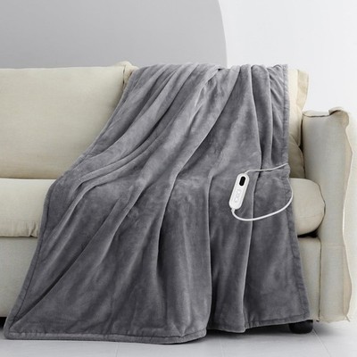 CORIWELL Heizdecke elektrisch Überwurf - schnelles Aufheizen 160×120 cm, grau 
