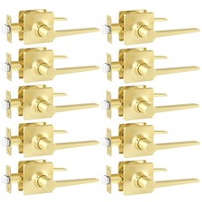 10 Pack Gold Door Lock Hall/Closet Lever Handle Lock Interior Door Knobs in G...