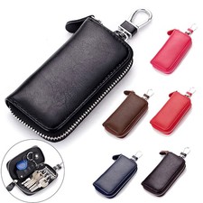 Car Key Case Genuine Leather Card Holder Wallet Key Pouch Organizer Bag Keychain