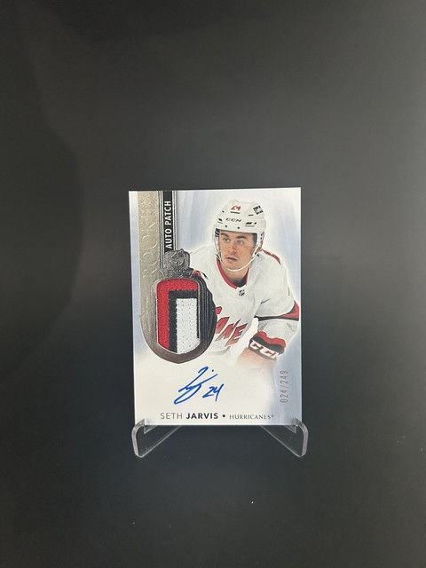 Seth Jarvis 2021-22 The Cup RPA /249 3-COLOR PATCH - JERSEY NUMBER 24/249!