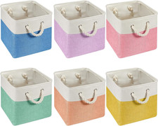 6 Pcs 13 X 13 Inch Cube Storage Bins Fabric Storage Organizer Bins Foldable Cube