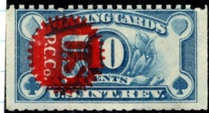 USA 1931 Inter. Revenue Playing Card Stamp 10 Cent Blue Used Sc RF23 SA 224