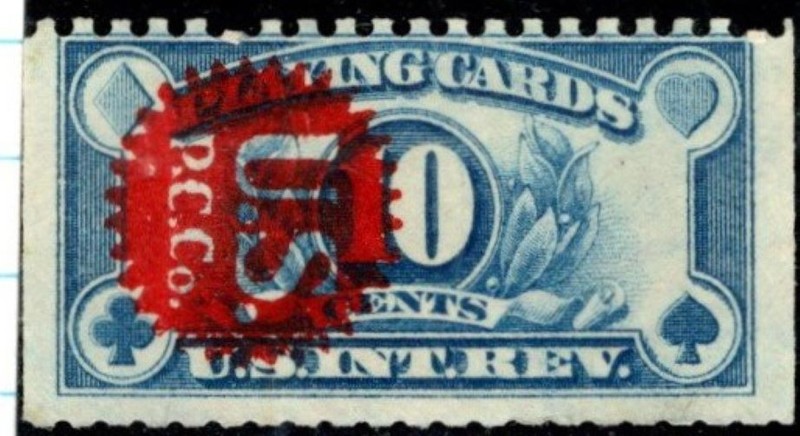 USA 1931 Inter. Revenue Playing Card Stamp 10 Cent Blue Used Sc RF23 SA 224