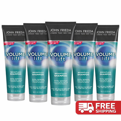 5- PACK John Frieda VOLUME LIFT WEIGHTLESS SHAMPOO Fine or Flat Hair 8.45 oz NEW