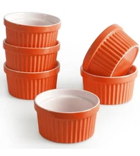 Perfect For Fall! Porcelain Ramekins - Orange - Set Of 6