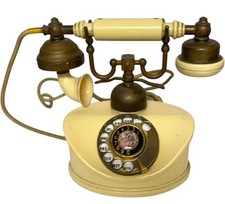 Vintage Rotary Dial Telephone Antique Style Brass and Ivory Finish
