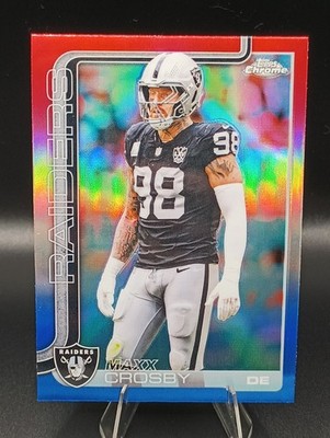 2025 Topps Chrome Football Maxx Crosby Red White and Blue Refractor #180 Raiders