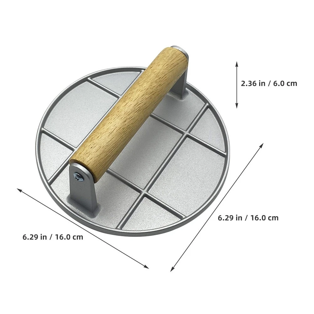 Prensa para hamburguesas de aleación de aluminio para el hogar con mango de madera