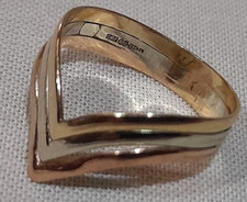*9ct Gold 'Tri Colour (Yellow, White, Rose Gold Triple WISHBONE Ring' Size (G)*
