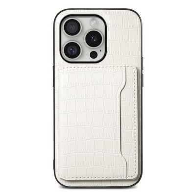 iPhone 16 Pro Full Case Weiß Kroko-Effekt Schutzhülle