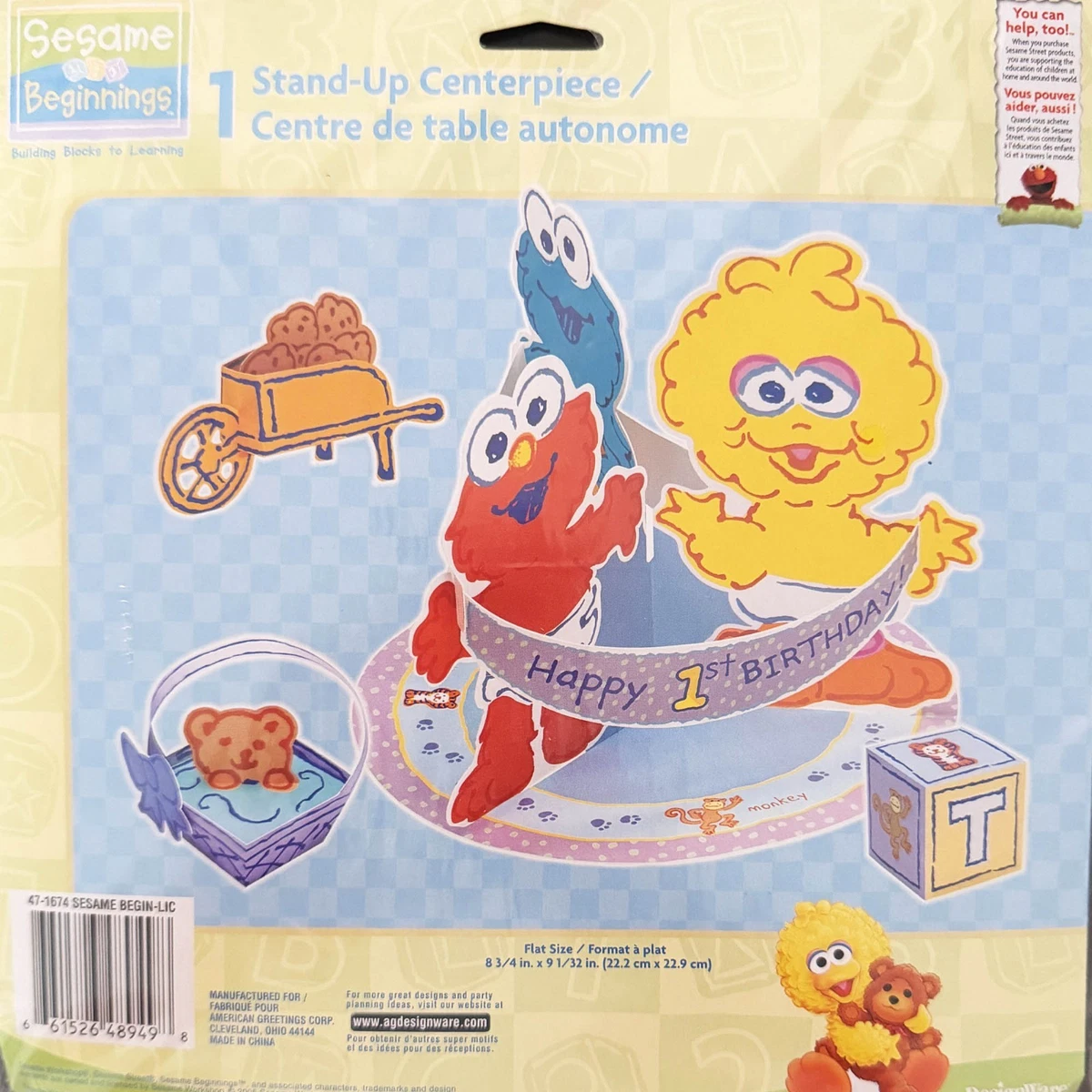 Déco Anniversaire Elmo – Bannière Et Gobelets Sesame Street, Thème Dessin Animé