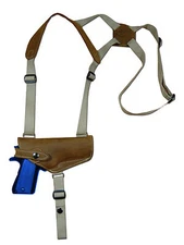 NEW Barsony Olive Drab Leather Shoulder Holster Colt, Browning Full Size HOR