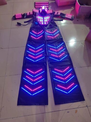 Illuminated Stilt Costume LED Robot Suit Armour Set DJ Party Show Light Clothing - Picture 6 of 7
