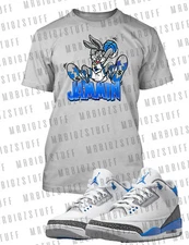 Bunny Jammin Graphic Sneaker Tee Shirt To Match J3 Racer Blue Rabbit Big Tall Sm
