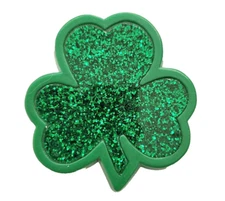 American Greetings PIN St Patrick Vintage SHAMROCK Green GLITTER 1980s Brooch