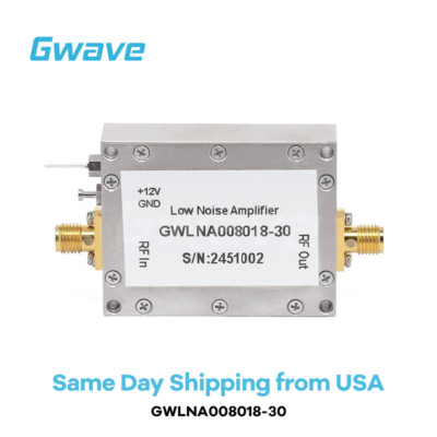 SMA Female Low Noise Amplifier(LNA), 2.5dB Noise Figure, 800M - 18GHz, 30dB Gain