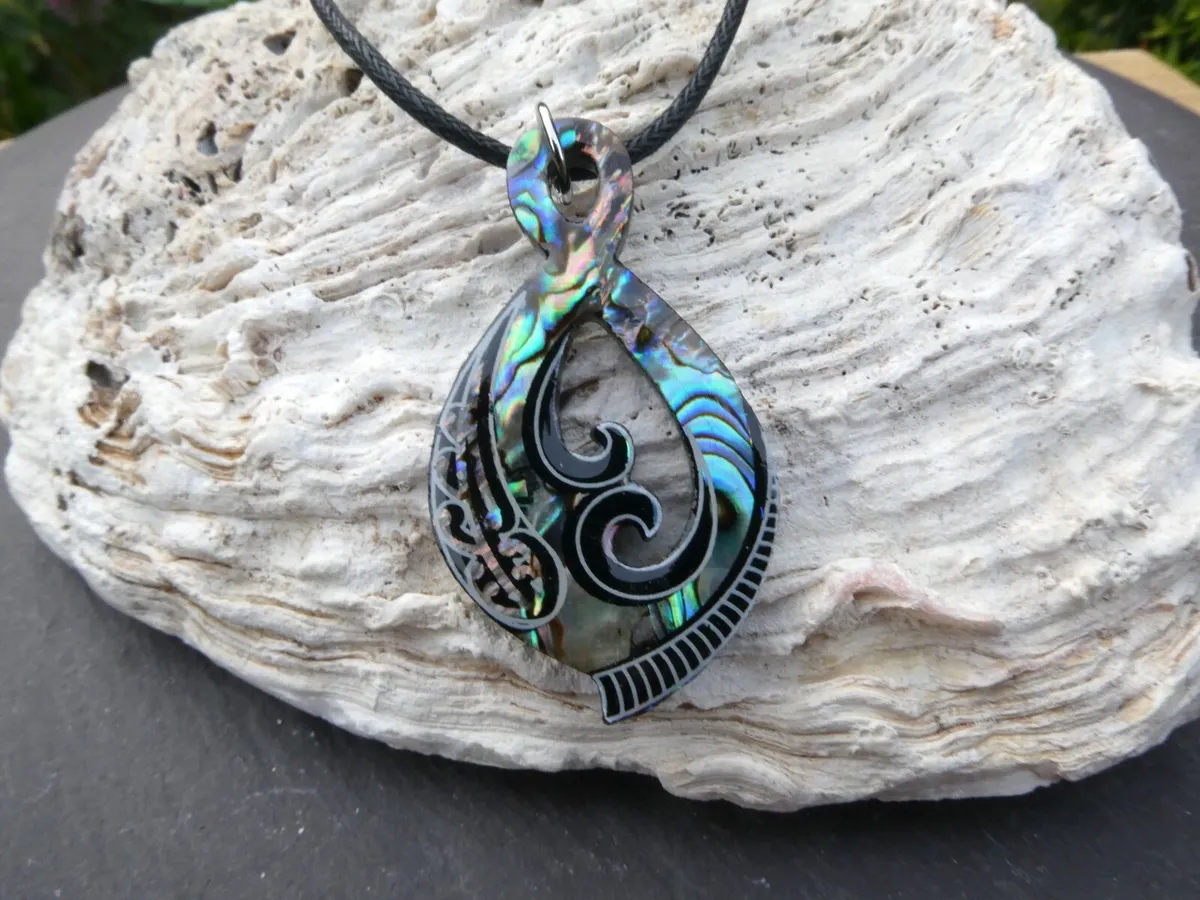 Abalone Shell Pendant | Teardrop with Swirl | Sterling Silver