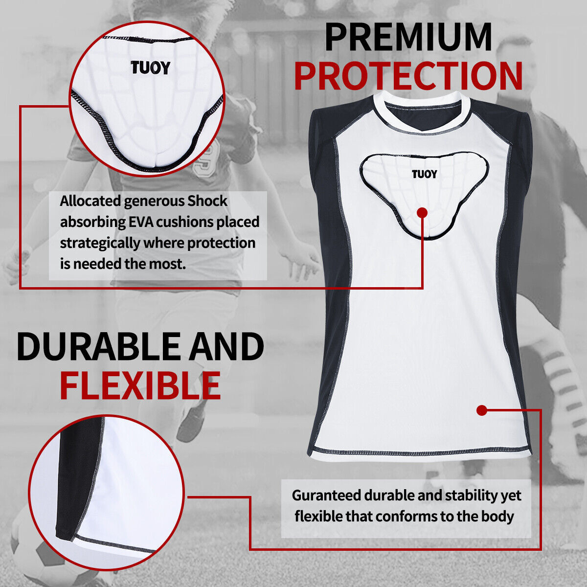 Youth Baseball Chest Protector Padded Compression Shirt Softball