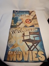 Vtg Movie/Cinema/Theater Pillow Cover Decor Set Of 2 Full Side Zip