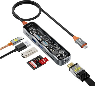 USB C Hub with 4K 60Hz HDMI 2 USB 3.0 Data Ports SD TF Card Reader and 100W C