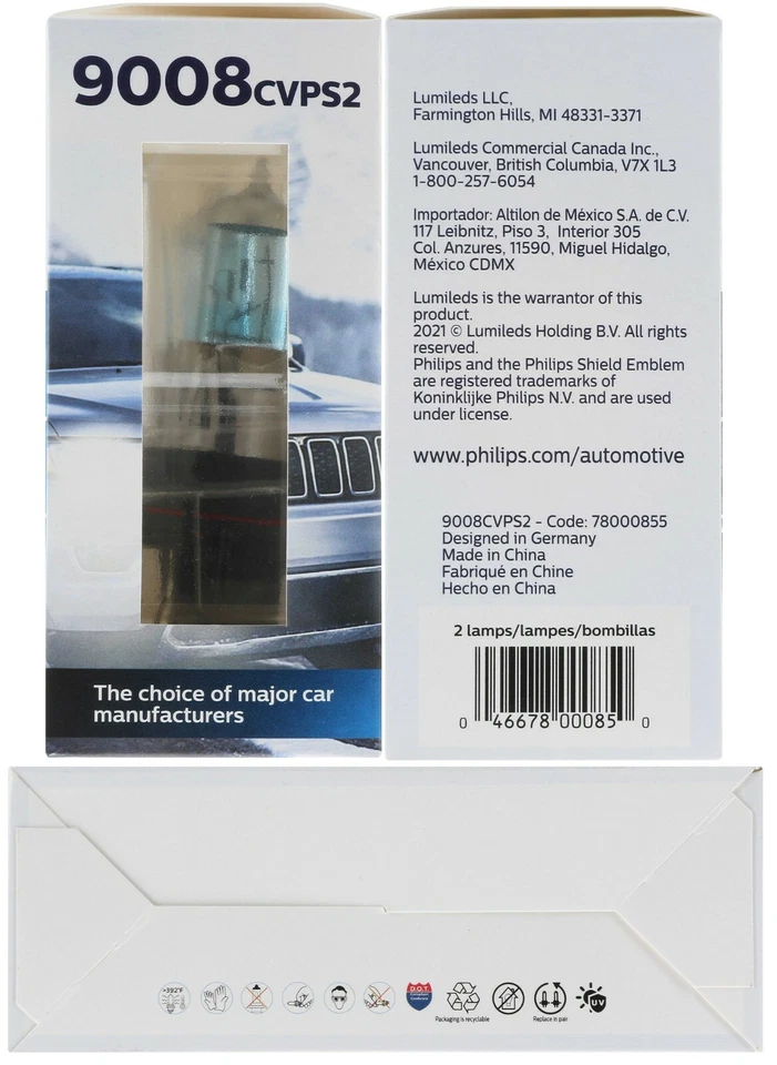 Philips Crystal Vision Platinum 9008 H13 60/55W Two Bulbs Headlight Upgrade Lamp - Image 4 of 4