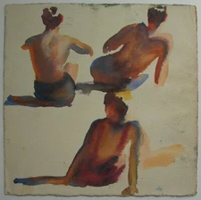 Gay art beach scene gay men double painting impressionist seaside expressionist