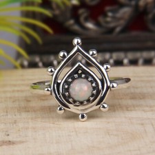 Antique 925 Sterling Silver Boho Opal Ring Jewelry Christmas Gift For Her