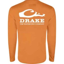 DRAKE Icon LS Crew Logo Shirt Orange DS9551 New