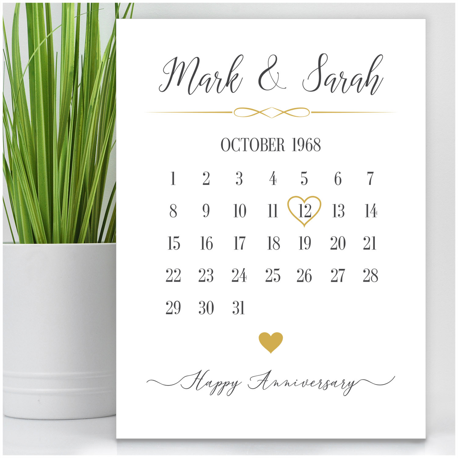 Personalised 1St 10Th 25Th 50Th Golden Wedding Anniversary Gifts Calendar  Date | Ebay