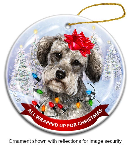 Schnoodle All Wrapped Up For Christmas Holiday Ornament - Picture 1 of 4