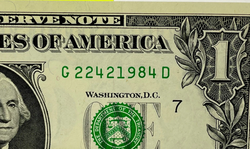 One Dollar Bill Birthday Note April 2 1984. Uncirculated. Fancy Serial Number - Image 2 of 4