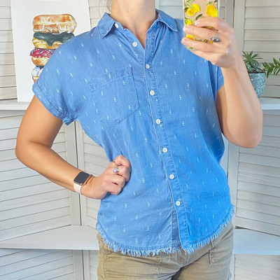 Thread & Supply blue short sleeve top size xs nwt